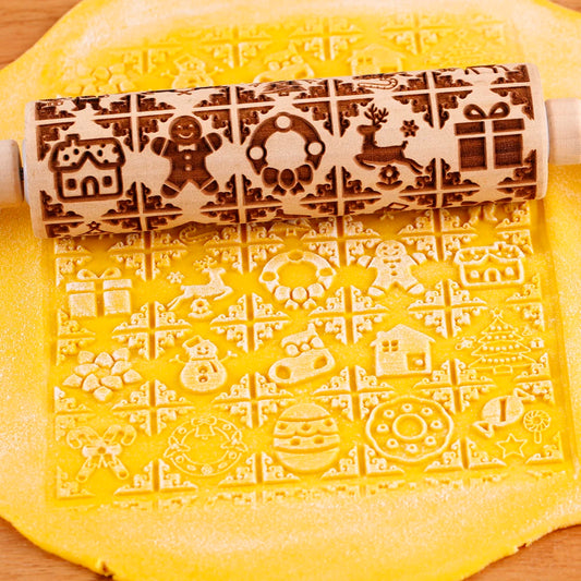 Valwaria FrostRoll – Christmas Embossed Wooden Rolling Pin