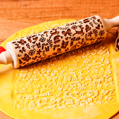 Valwaria FrostRoll – Christmas Embossed Wooden Rolling Pin