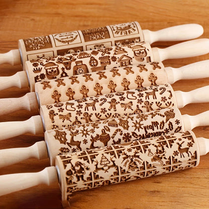 Valwaria FrostRoll – Christmas Embossed Wooden Rolling Pin