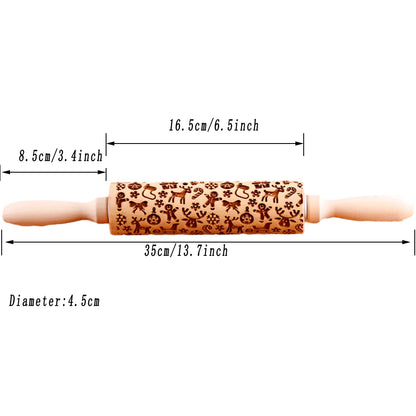 Valwaria FrostRoll – Christmas Embossed Wooden Rolling Pin