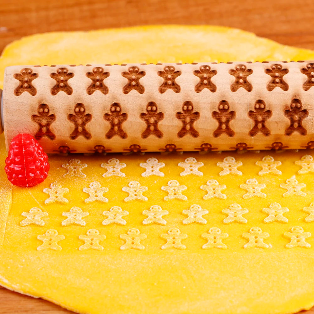 Valwaria FrostRoll – Christmas Embossed Wooden Rolling Pin