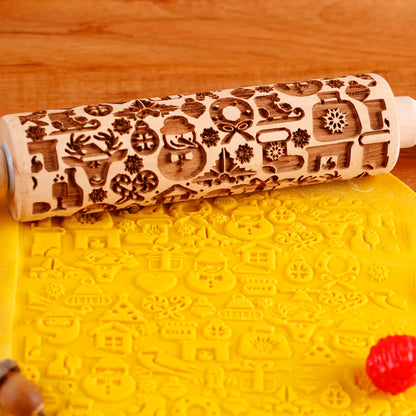 Valwaria FrostRoll – Christmas Embossed Wooden Rolling Pin
