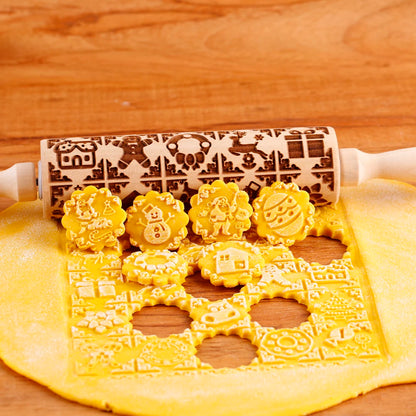 Valwaria FrostRoll – Christmas Embossed Wooden Rolling Pin